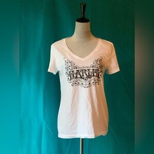 HARLEY DAVIDSON WOMEN’S T-SHIRT WHITE/BLACK 100% COTTON size S Graphic Tee, NWT